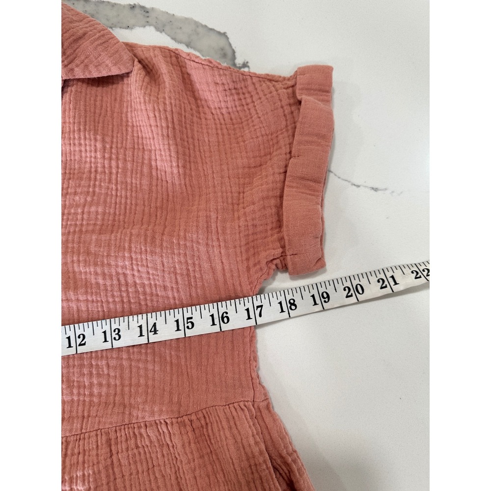 New In Gauze Button Front Cuffed Sleeve‎ Romper Rose Size Small - Picture 3 of 4